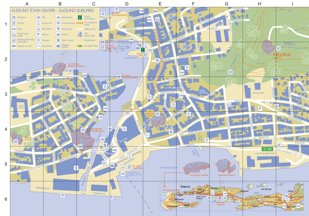 ålesund Norge kart over byen