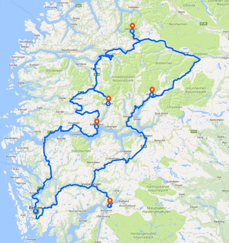Norge breen kart