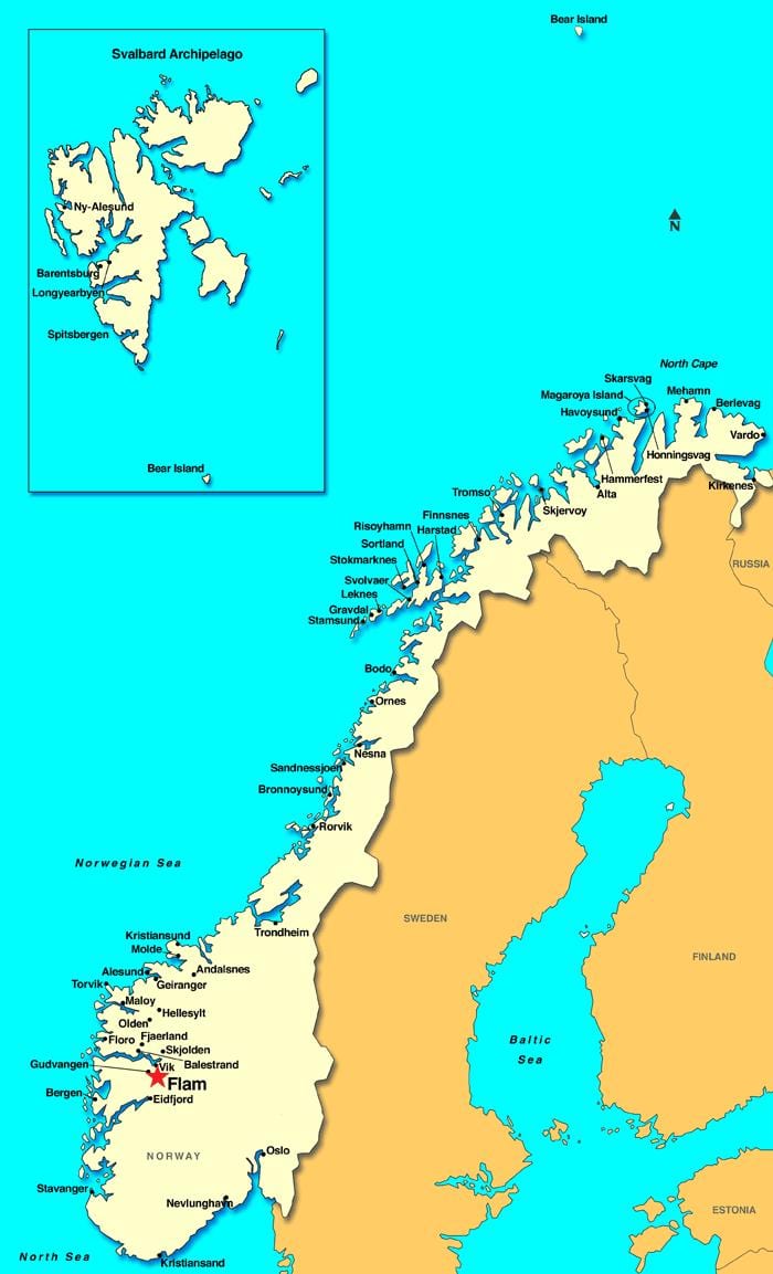 flåm kart Norge