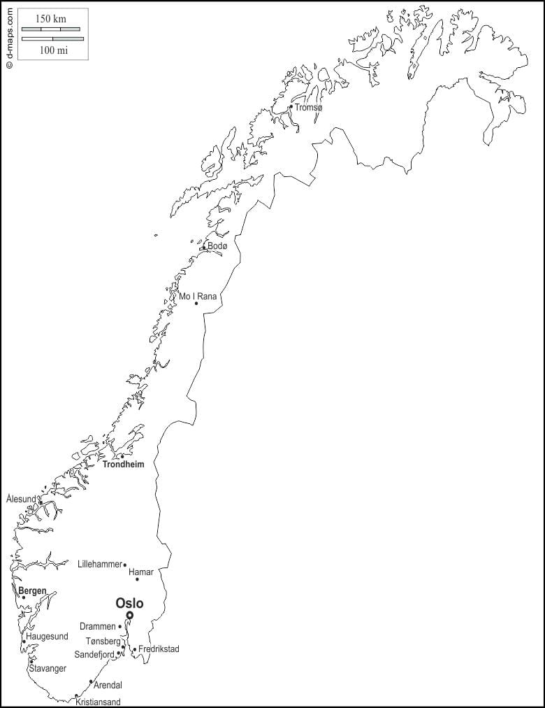 blank kart over Norge