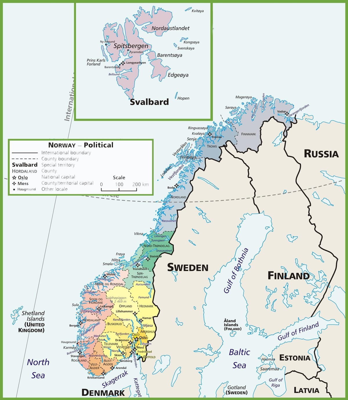 Kart over Norge politisk
