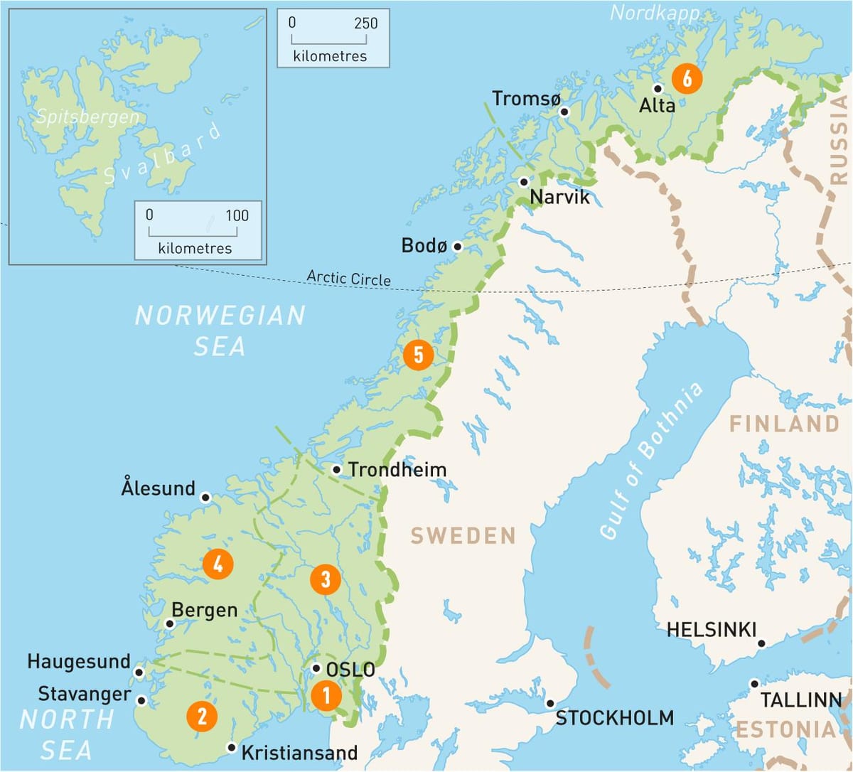 Kart over Norge regioner