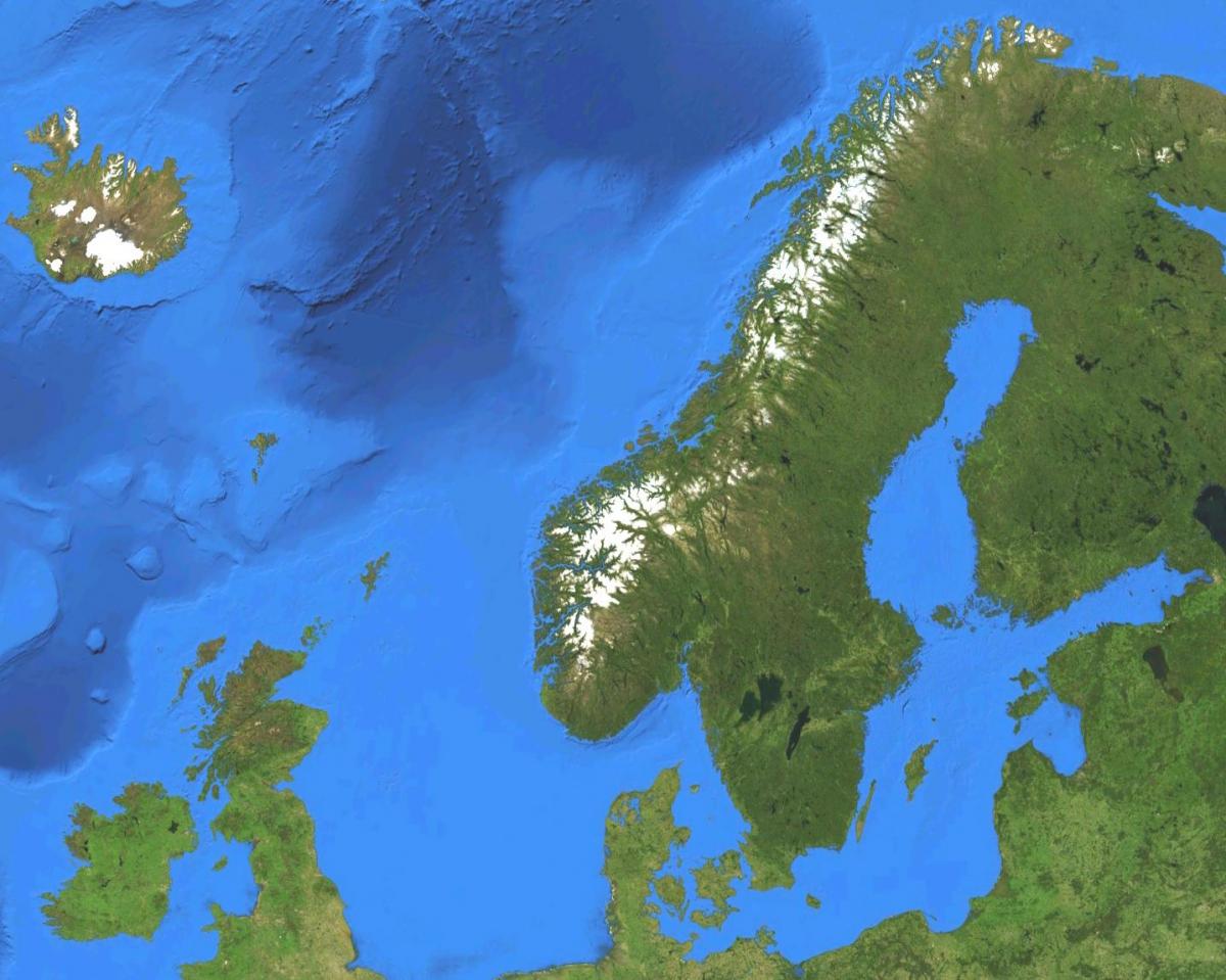 Kart over Norge satellitt