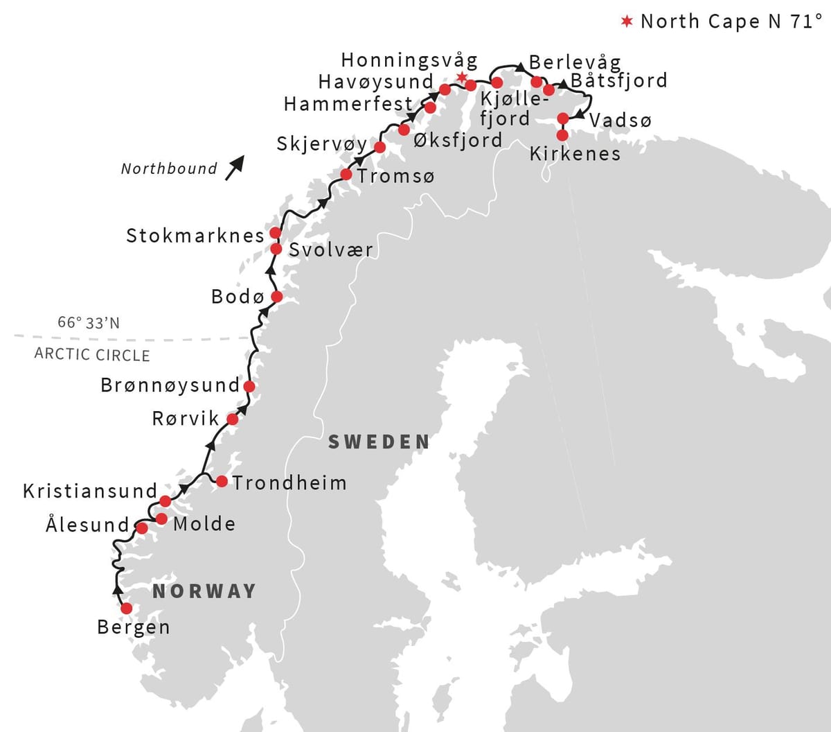Kart over Norge sykkeltur