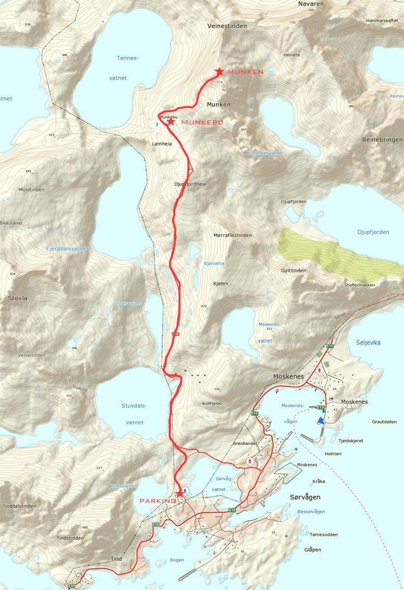 Kart over Norge turstier