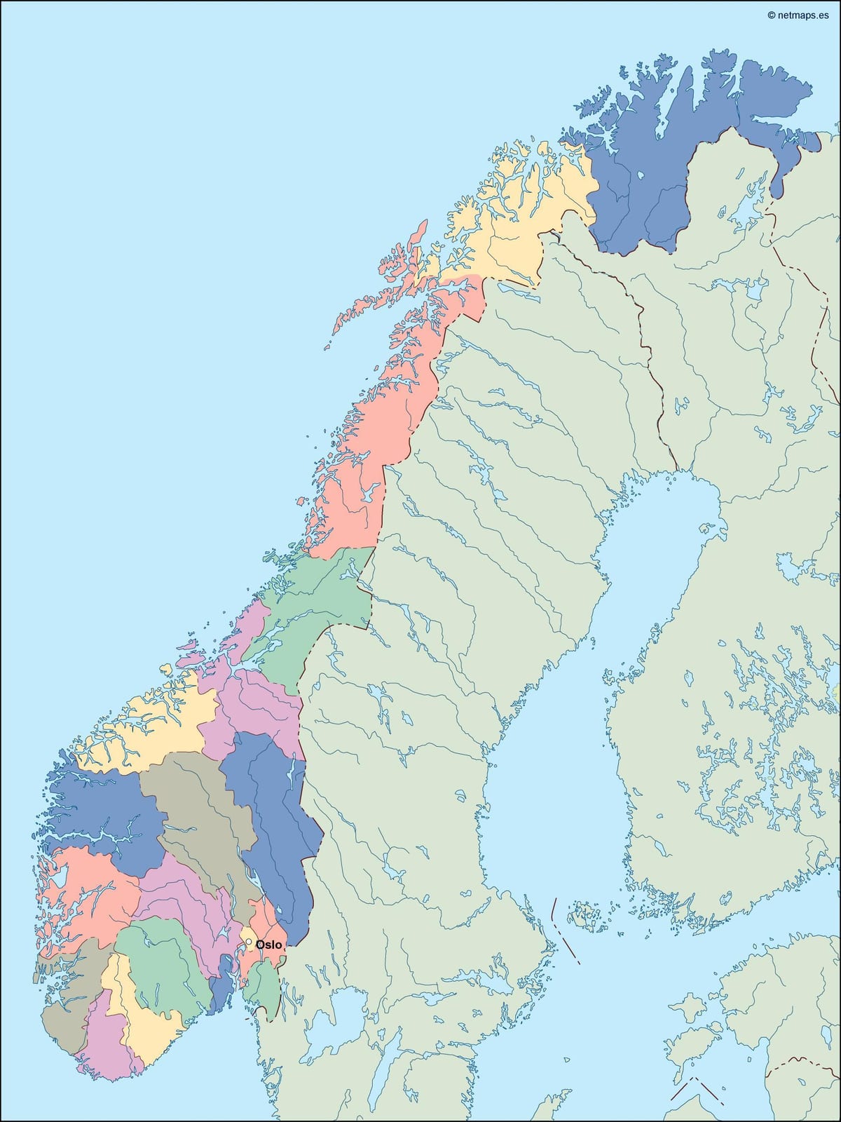 Kart over Norge vektor