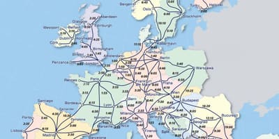 Kart over eurail Norge