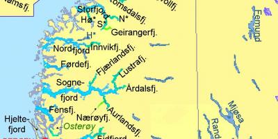 Kart over Norge som viser fjorder