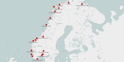 Kart over Norge flyplasser