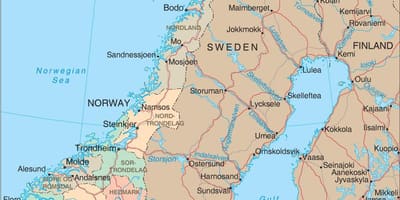 Kart over Norge fosser