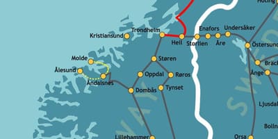 Kart over Norge northern railway